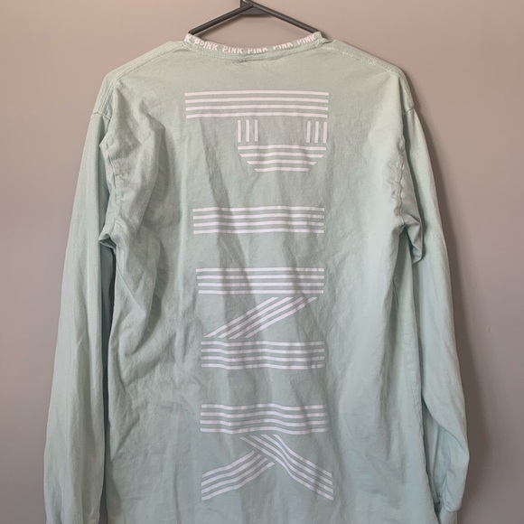 𝅺VICTORIA Secret Pink Mint Green Oversized Long Sleeve - Size Small - Picture 4 of 5